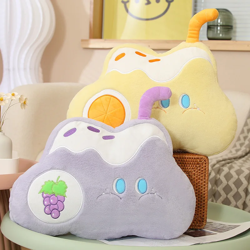 Oreiller de poupées de fruits de nuage en peluche avec couverture, coussin de canapé, mignon, drôle, doux, farci, raisins, orange, avocat, 45cm