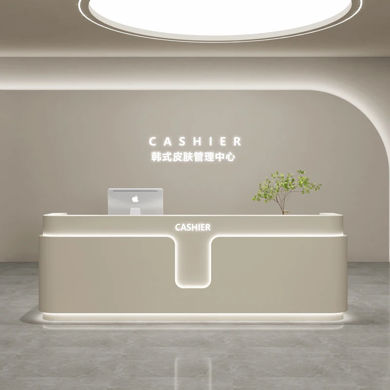 Receptionist Waiting Office Desk Front Reception Shop Cash Desk Spa Luxurious Counter Reception Beauty Commercial Furniture