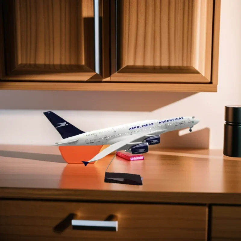 

1/160 Scale 46cm A380 Argentina Airways Die Cast Resin Airplane Toy Model Adult Gift Airplane With Lights On Wheels Collection
