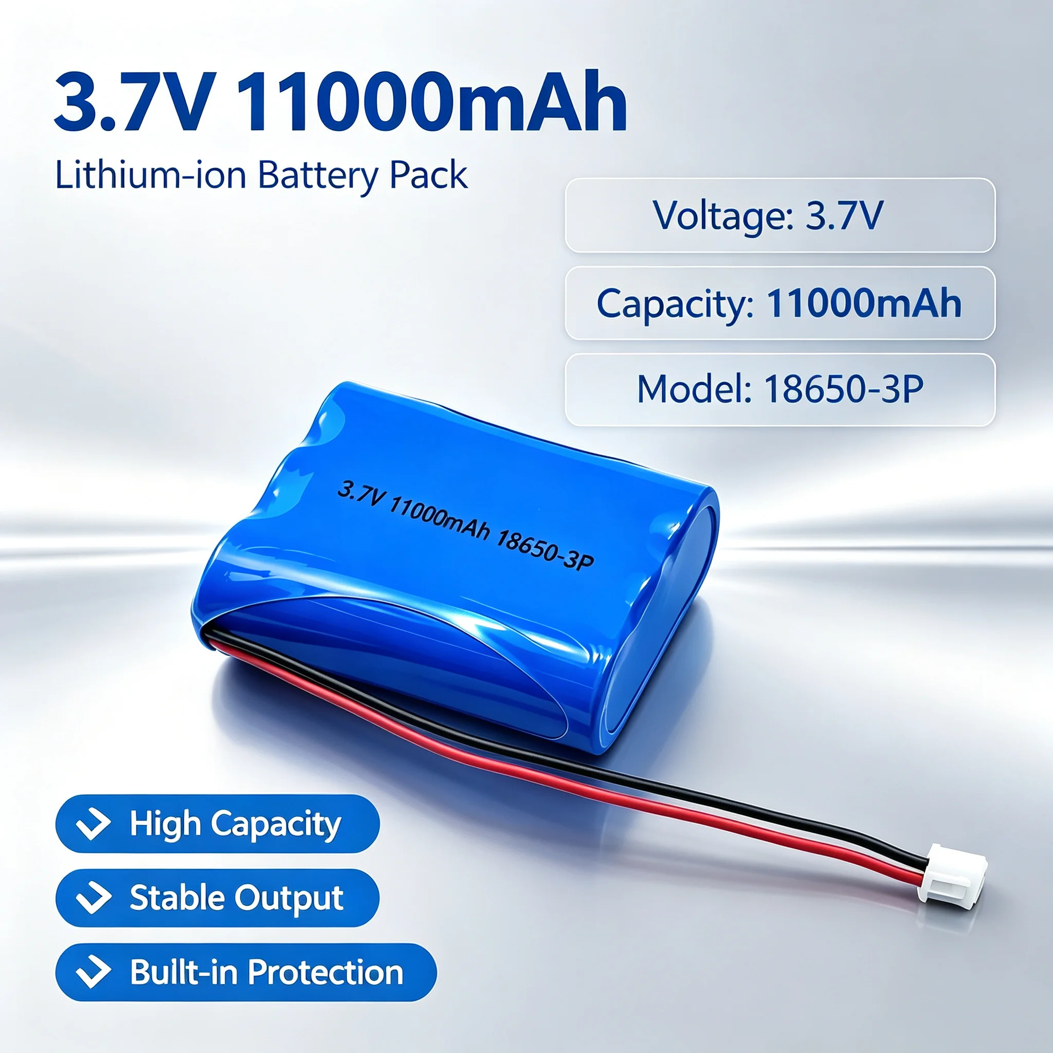 3.7v 18650 Lithium-ion Battery Packs 11000mAh Li-ion Battery+XH2.54 Plug For Solar Light LED Lamp Bluetooth Speaker Portable Fan