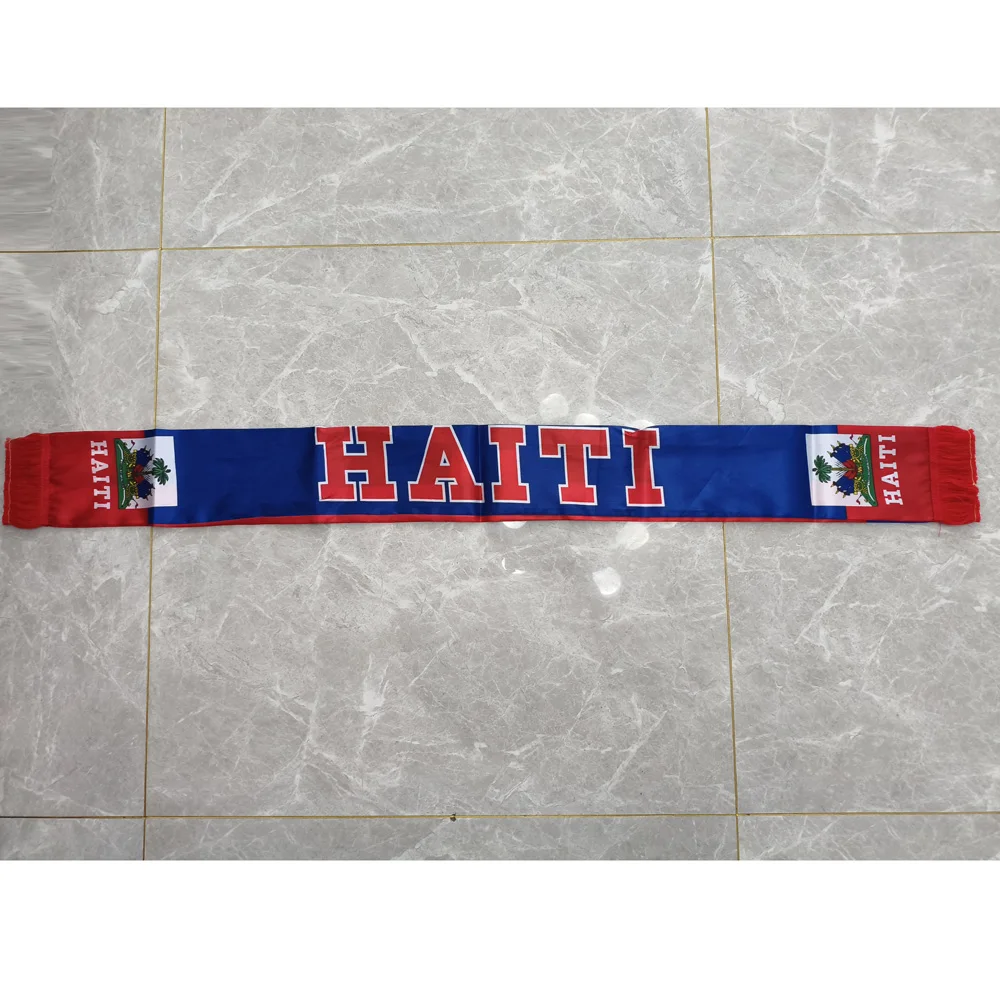 Aerlxemrbrae 2026  14x135cm Haiti Scarf Satin Haiti Flag Scarf Tassels Suitable for   Sports, Events