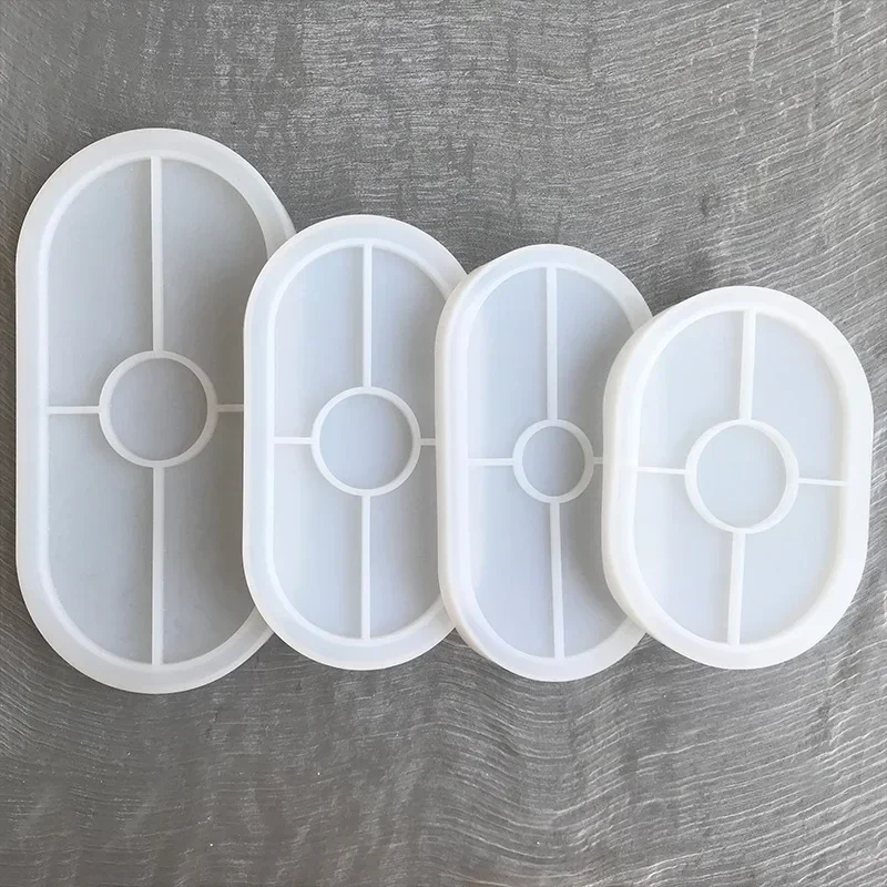 Elliptical Gypsum Tray Silicone Mold DIY Coaster Plaster Resin Mould Oval Storage Box Desktop Ornaments Crystal Drop Glue Molds