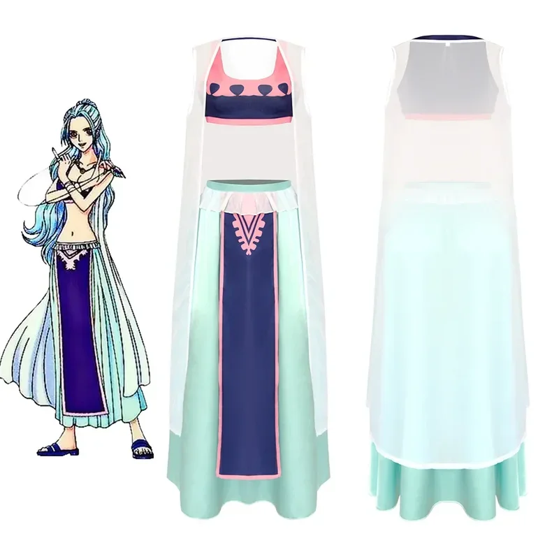 Anime Nefeltari Vivi Miss Wednesday Cosplay Costume Alabasta Princess Sexy Skirt Outfit Wig Adult Woman Kawaii Carnival Suit