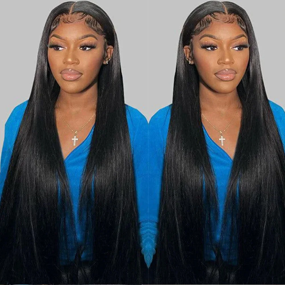 

40 дюймов, 13x4, 13x6, HD, прозрачный кружевной фронтальный парик, идеально прямые волосы, плотность 220, 7x6, безклеевые кружевные парики из натуральных волос для женщин