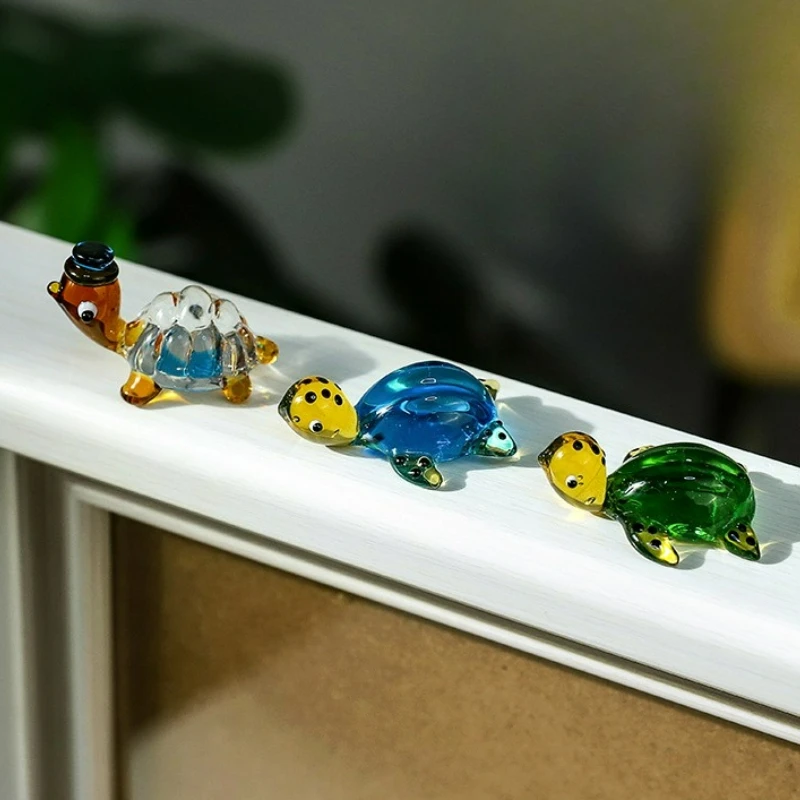 

Creative Cartoon New Small Turtle Miniature Handicraft Glass Miniature Ornaments Home Tabletop Fairy Garden Car Decoration New