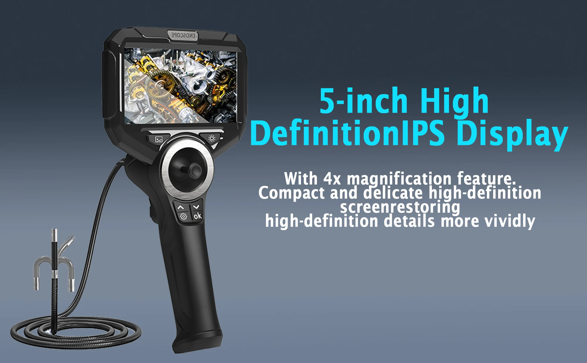 6mm720 Degrees All Way Steering Industrial Endoscope for Car Pipe Inspection Sewer Camera Borescope With 5 Inch HD Screen