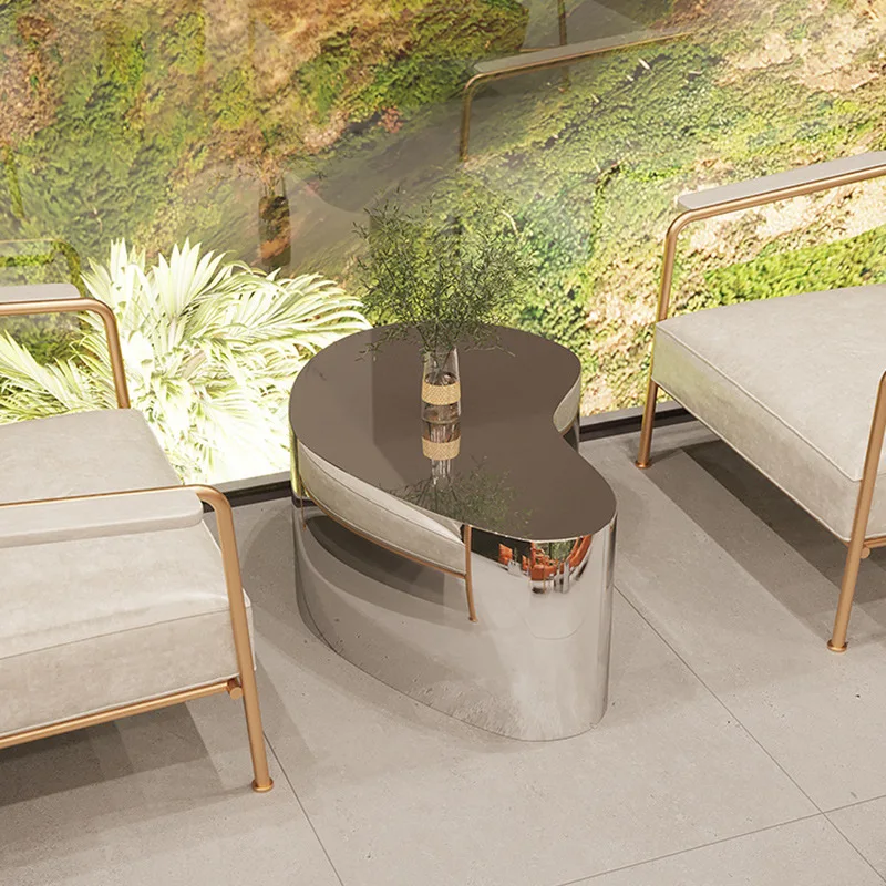 

LTT light luxury stainless steel mango-shaped coffee table modern creative fashion living room coffee table