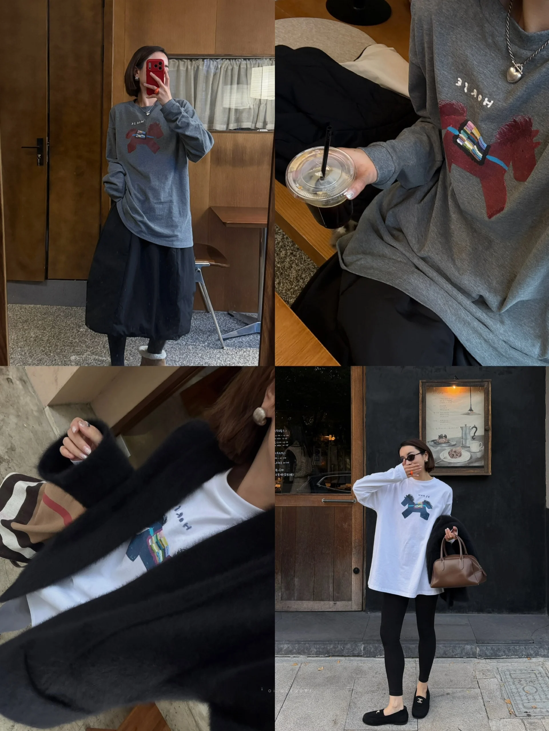 

LDOO OP Oversized Embroidered Print Fce Lined Loose Fit round Ne Sweatirt Tee for Women Thiened Comfortable Cotton...