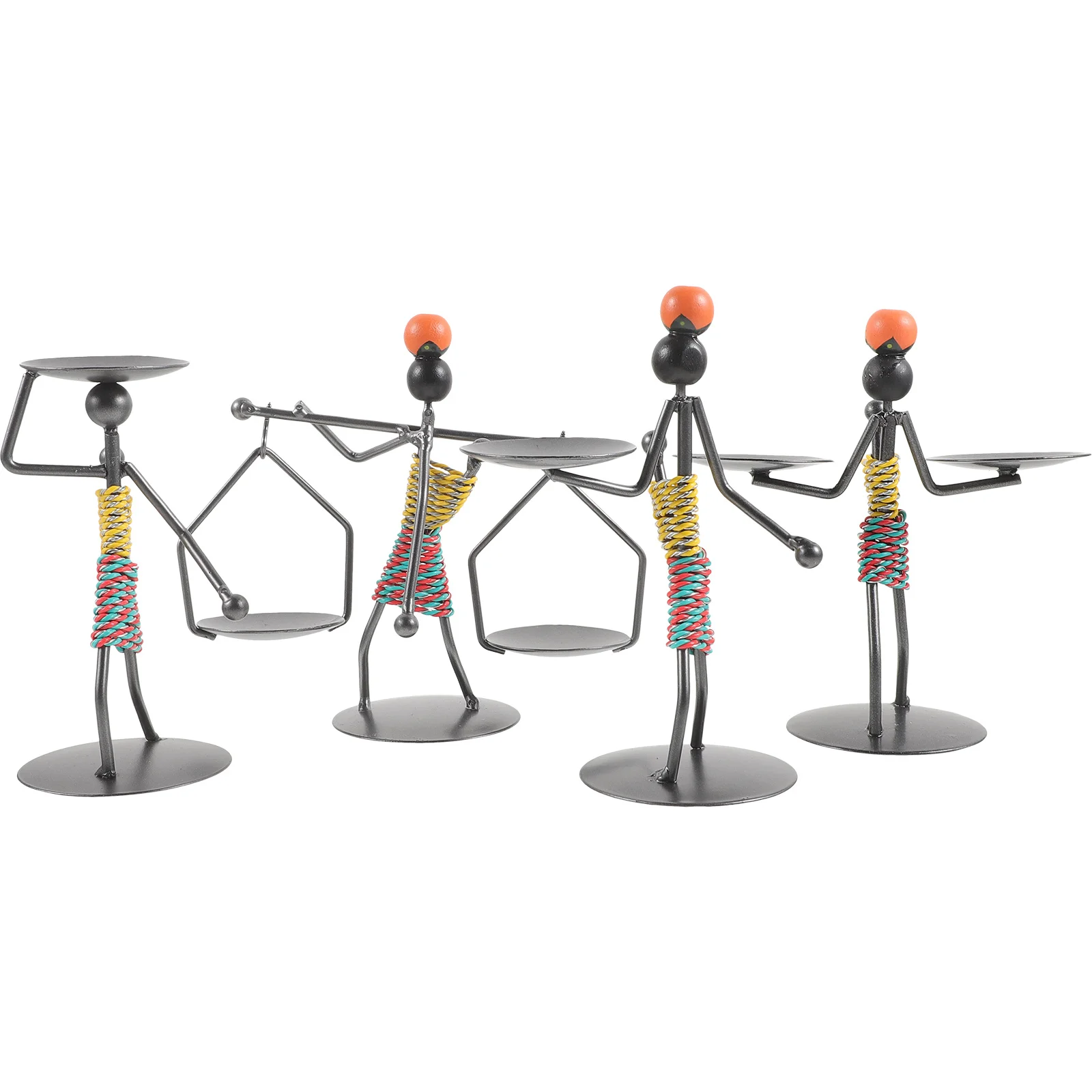 4 قطعة حامل الحديد الشمعدان الزخرفية ريفي حبل القنب رومانسية الزفاف حامل الجدول محور حفلة المنزل