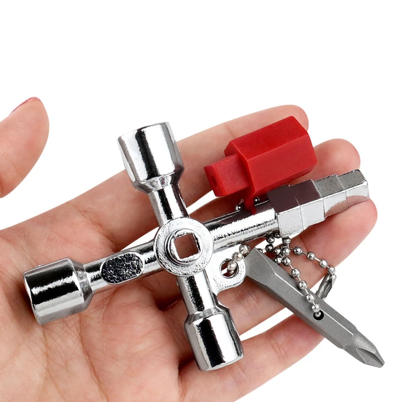 4in1 مفتاح ربط فضي مصعد كهربائي خزانة التحكم صمام المثلث الداخلي رباعي مفك أداة مجموعة