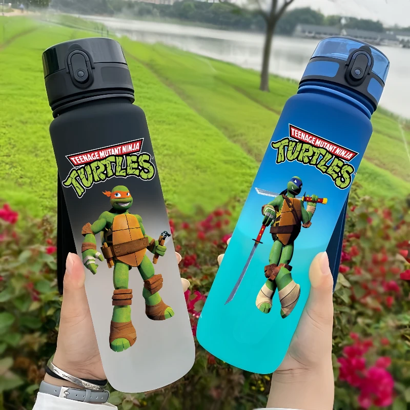 650ML Teenage Mutant Ninja Turtles  Cartoon Figure Water Cup Portable Children's  Outdoor Large Capacity Antidrip Water Bottle