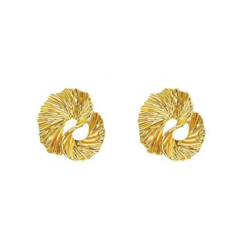 925 Silver Needle Gold Color Twisted Earrings For Women Metal Earing Jewelry 2025 Trending Irregular Wrinkled Geometric Earrings