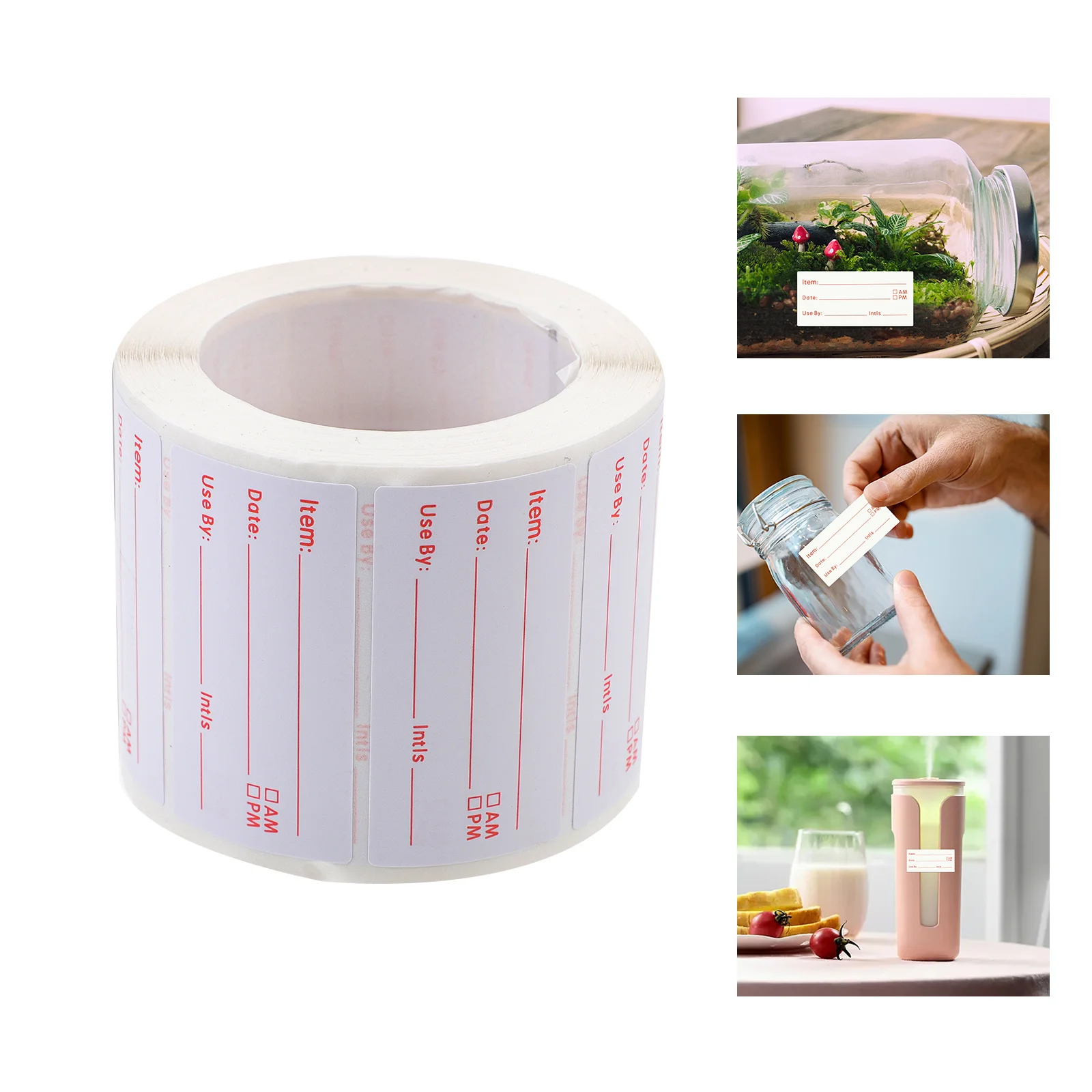 

1 Roll Writable Rotating Food Labels Removable Self Adhesive Stickers for Freezer Cooler Food Containers