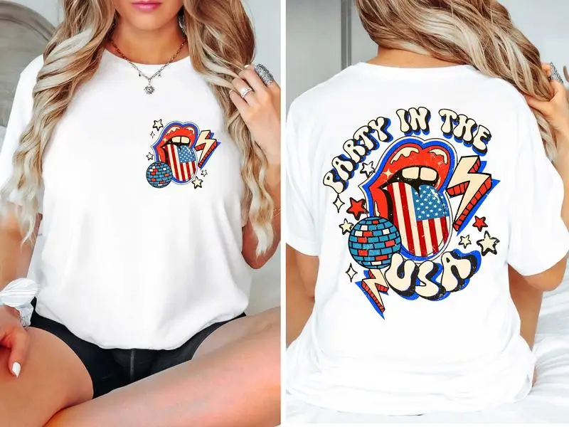 

Retro Party in the USA Shirt, Retro Boho USA T-Shirt, American Girl Shirt, American Babe T-Shirt, Fourth of July Shirt T-Shirt