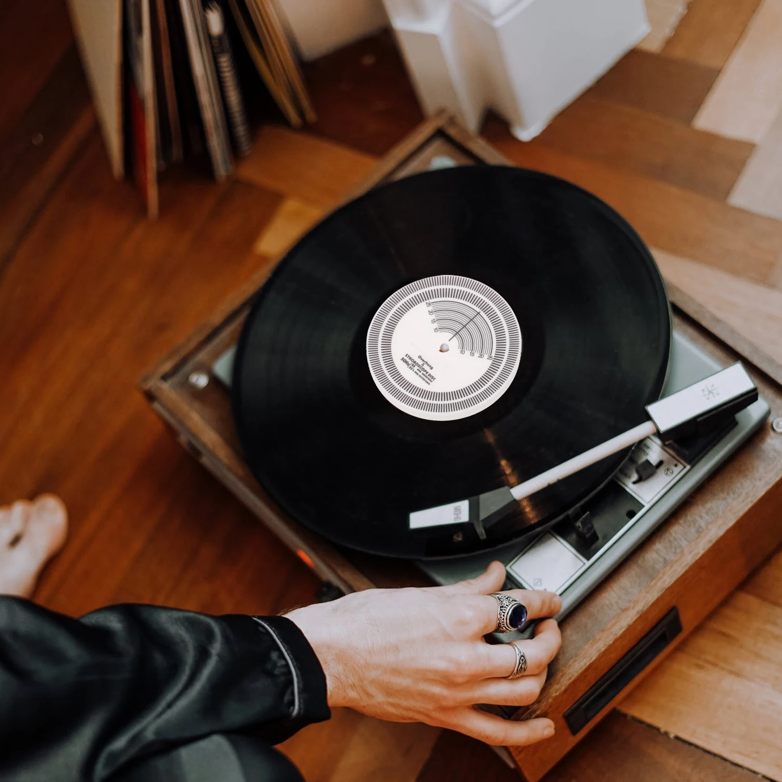 

Vinyl Record Player Calibration Disc Stroboscope High Precision Anti Slip Gauge Turntable Phonograph Needle Ruler Tool
