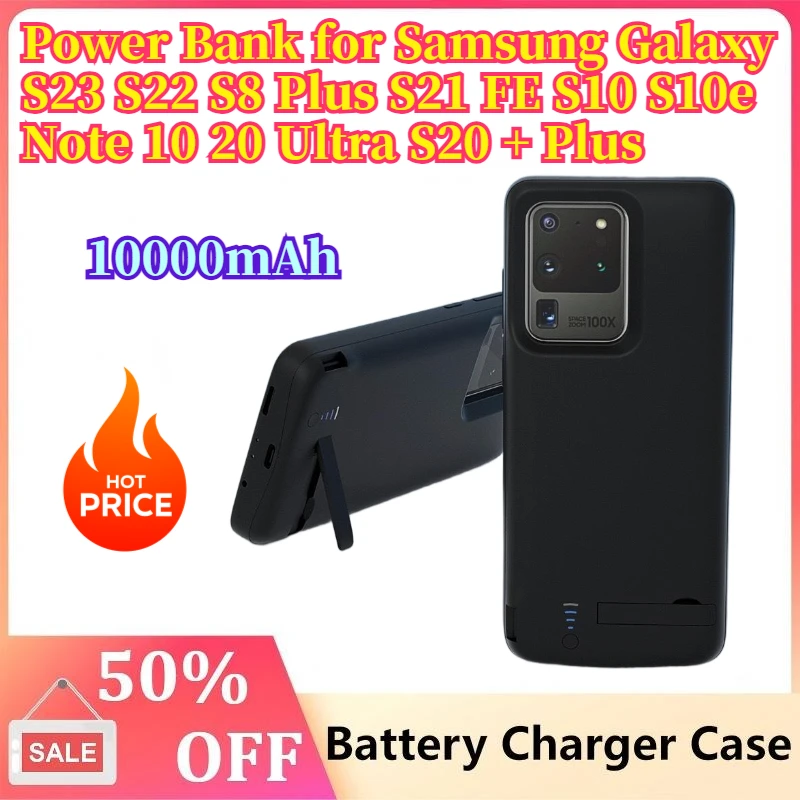 

10000mAh Power Bank for Samsung Galaxy S23 S22 Plus S21 FE S10 S10e Note 10 20 Ultra S20 + Plus Battery Charger Case