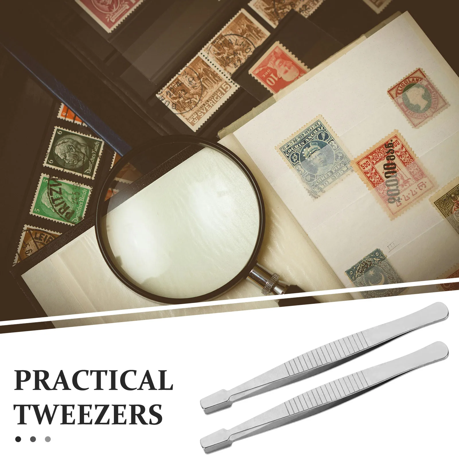 5 個広口スタンプピンセットステンレス鋼軽量多目的まつげアプリケーターつけまつげアジャスタークラフトツール