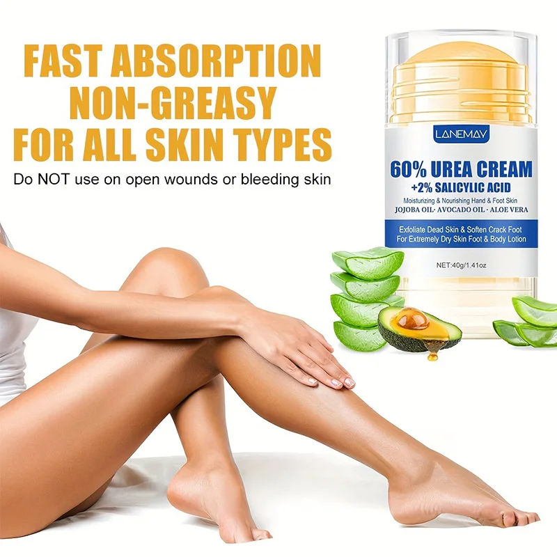 Cracked Foot Cream 60% Urea Ultra-hydrating Aloe Vera For Softening Dry Cracked Feet Gentle Exfoliation Daily Foot Care Cream