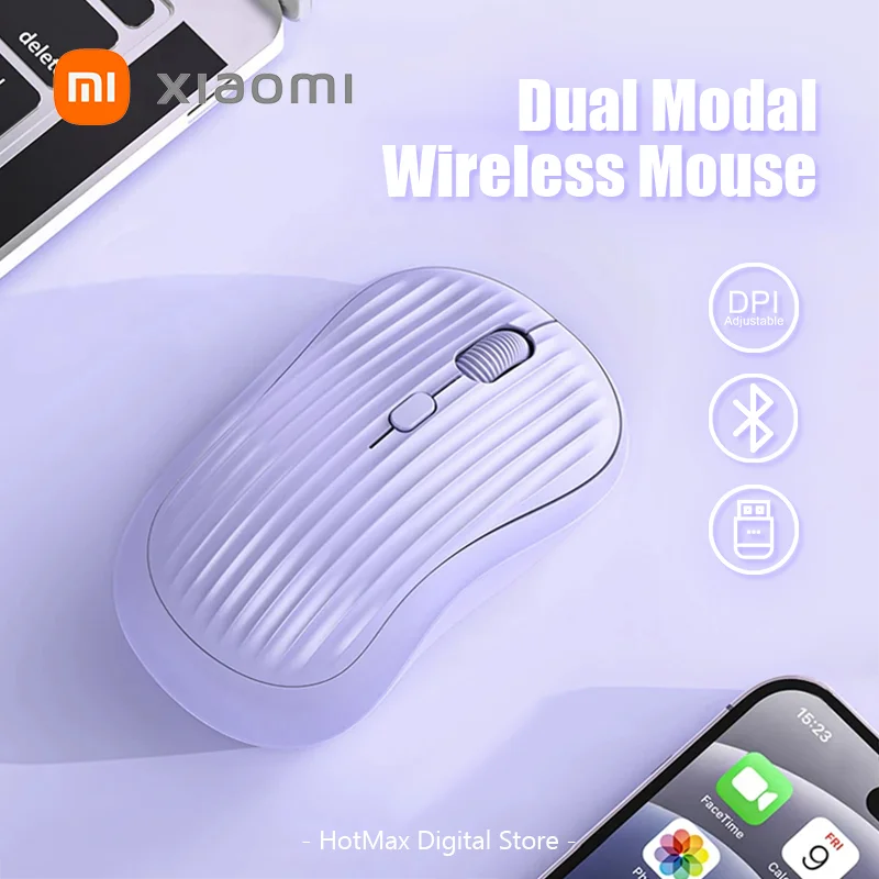 Xiaomi Dual Mode Mouse Wireless Type-C Rechargeable 1600DPI Adjustable Ergonomic Fashion Fresh Color Grain Mouse Silent Portable