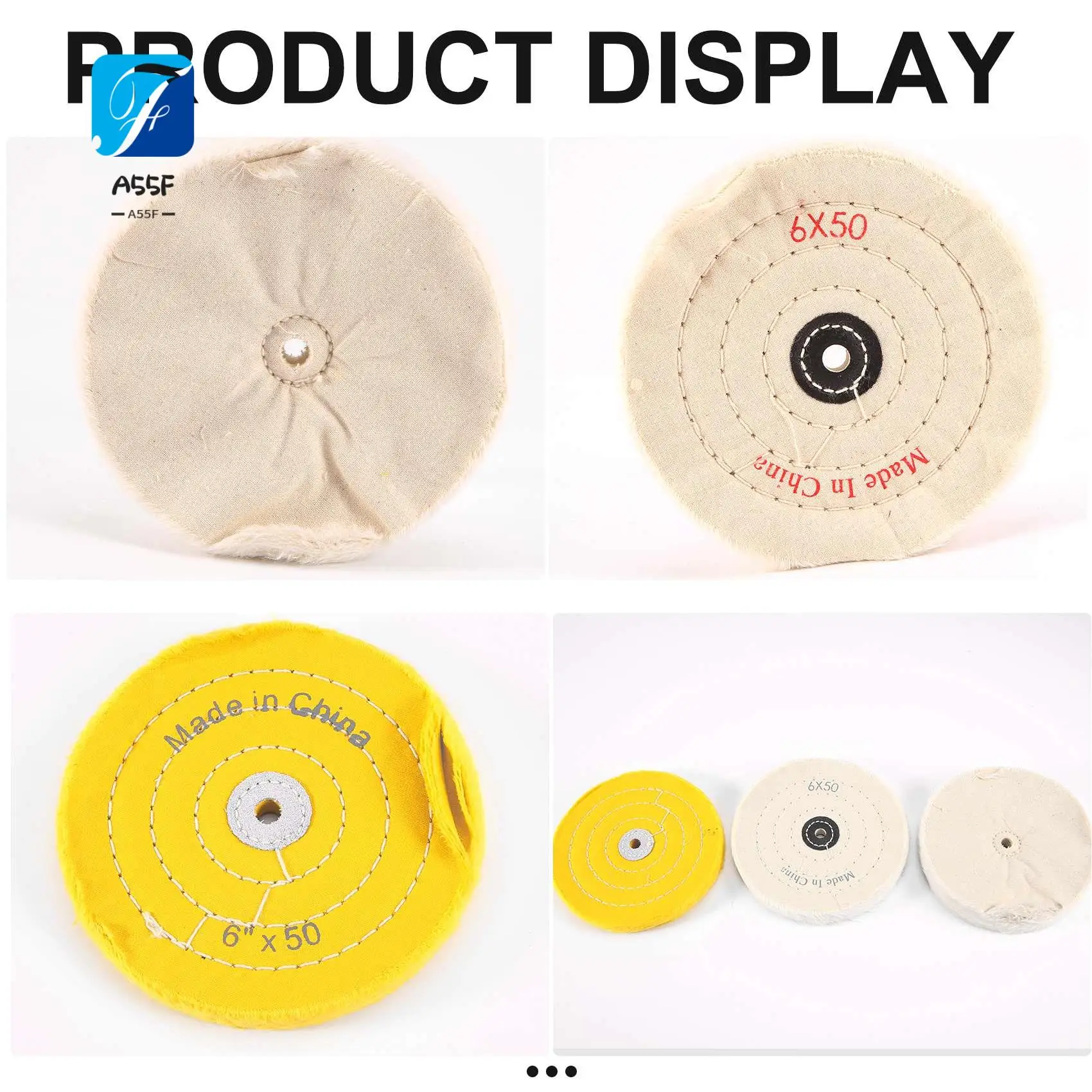 

A55F-3-Piece 6-Inch Mirror Polishing Wheel Set Cotton Wheel For Bench Grinder Tools With 1/2 Inch Arbor Hole
