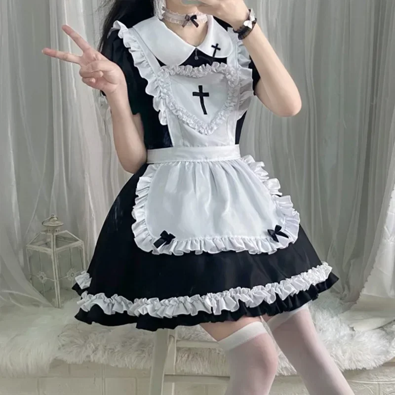 Halloween Maid Cosolay Anime Japanese Kawaii Sweet Party Dress Loli Cat Girl Role Play Lolita Blouse School Girl Princess Outfit