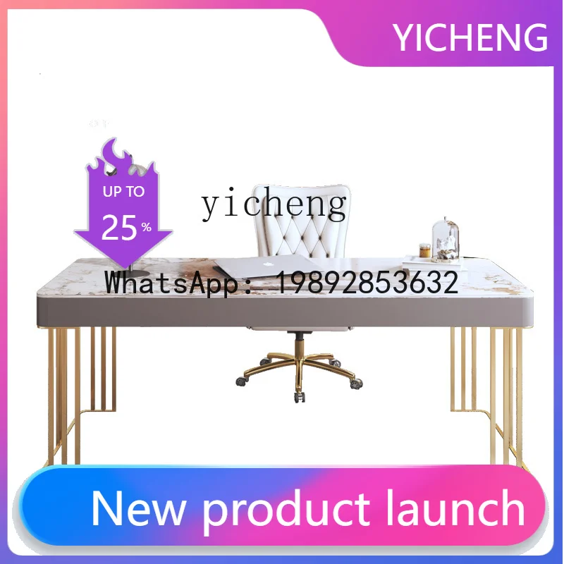 

H2 Light Luxury Stone Plate Desk Modern Minimalist Desktop Computer Table and Chair Combination Home Study Desk