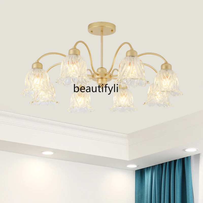 

CXH Living Room Main Lamp Bedroom Dining Room Internet Celebrity French Flower Glass Master Bedroom Lamp