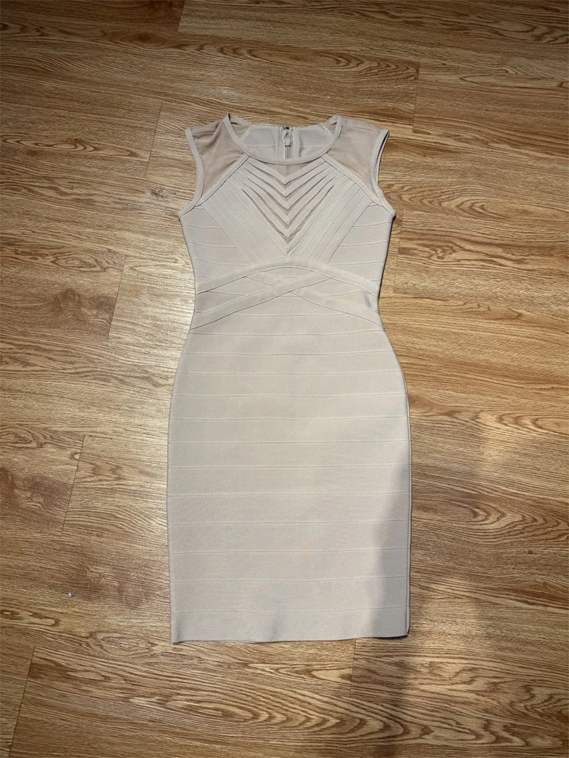 فستان نسائي للخريف باللون البيج للحفلات الراقصة باللون الأزرق الفاتح مثير بدون أكمام قصير رسمي غمد رداء المسابقة ثوب مسائي للحفلات