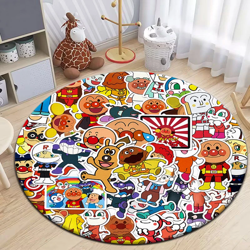 Bread and Superman Round Carpet for Living Room Rugs Camping Picnic Mats Flannel Anti-Slip Rug Yoga Mat Gifts, hello kitty