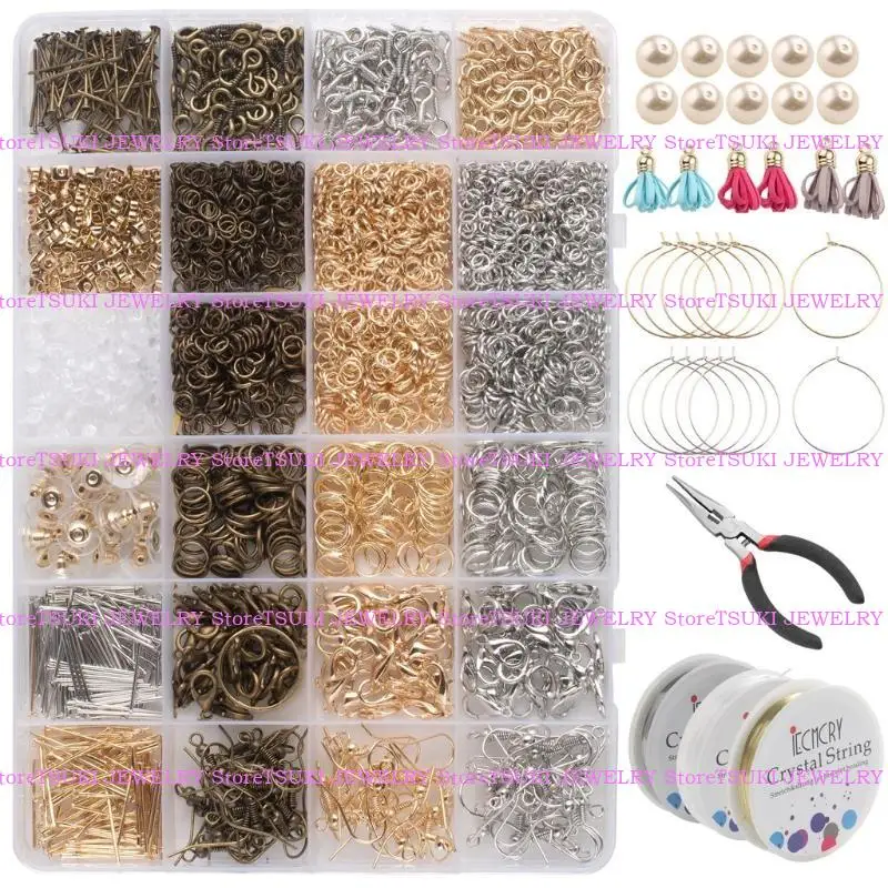 

62KE Split Rings with Lobster Claw Clasps Single Circle Earring Hooks Set Material Package for Women Jewelry Earrings Making