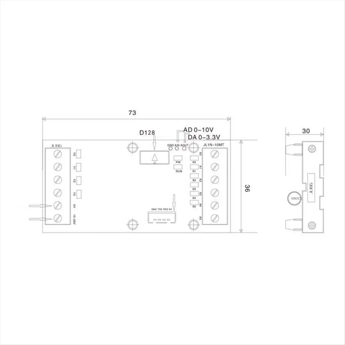 (A23G) FX1N-10MT PLC Industrial Control Board Transistor Output 6 in 4 Out DC10-28V Power Supply with Program Cable