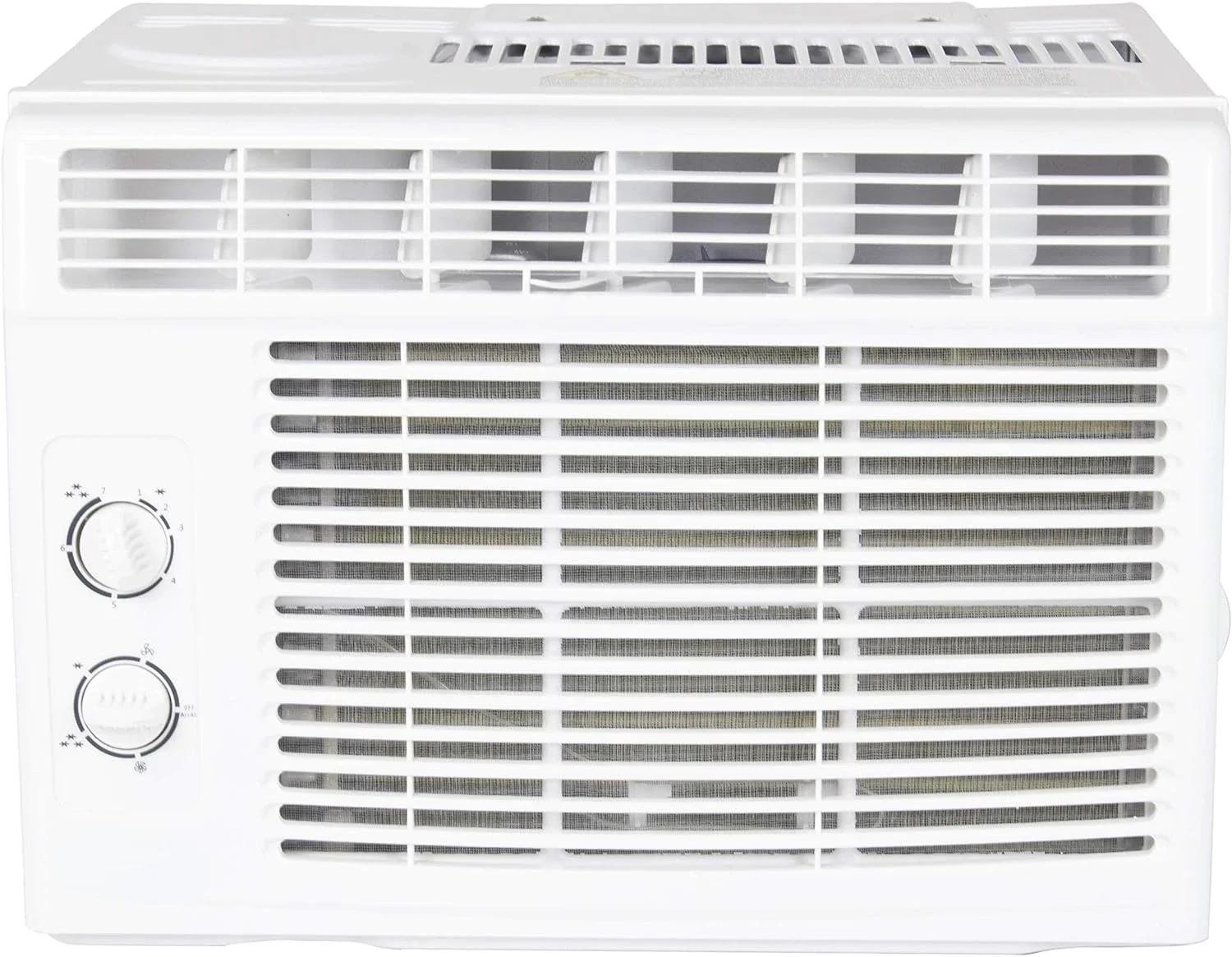 

5,000 BTU White Compact Energy Efficient Window Air Conditioner with 2 Cooling and Fan Settings - Convenient Mechanical Rotary C