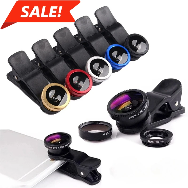 العالمي 3 In1 عين السمكة عدسة الهاتف المحمول 0.67X زاوية واسعة التكبير ماكرو عدسة الهاتف عدسة الكاميرا مع مشبك الهاتف لجميع الهواتف الذكية
