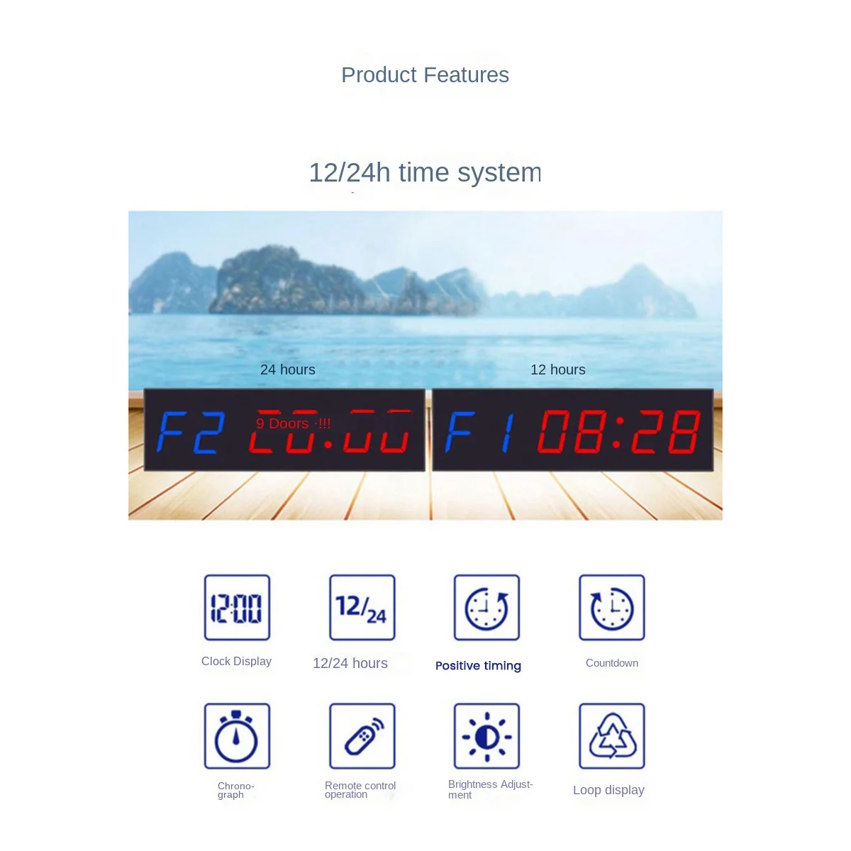 1.8Inch 6 Digit LED Timer,Interval Programmable Countdown/UP Stopwath Real Time Clock Gym Fitness