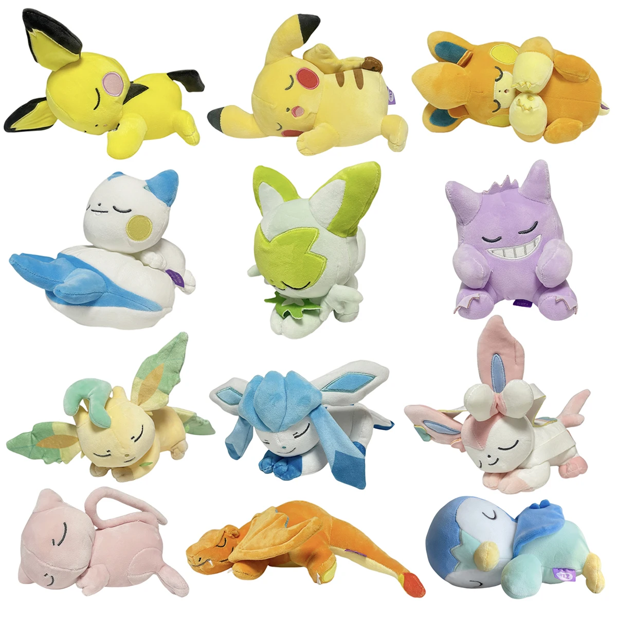 

Плюшевая спящая кукла Pokemon Pikachu Sprigatito Pochirisu Pawmi, мягкая кукла Charizard Gengar Glaceon Leafeon Sylveon Peluche Toys
