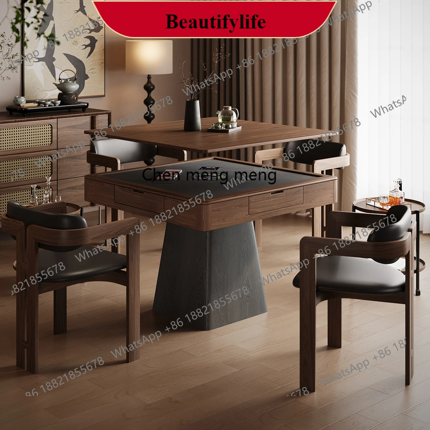 

G153 Полностью автоматический многофункциональный покер из цельного дерева, профессиональный стол для шахмат и карточек, обеденный стол двойного назначения со столом