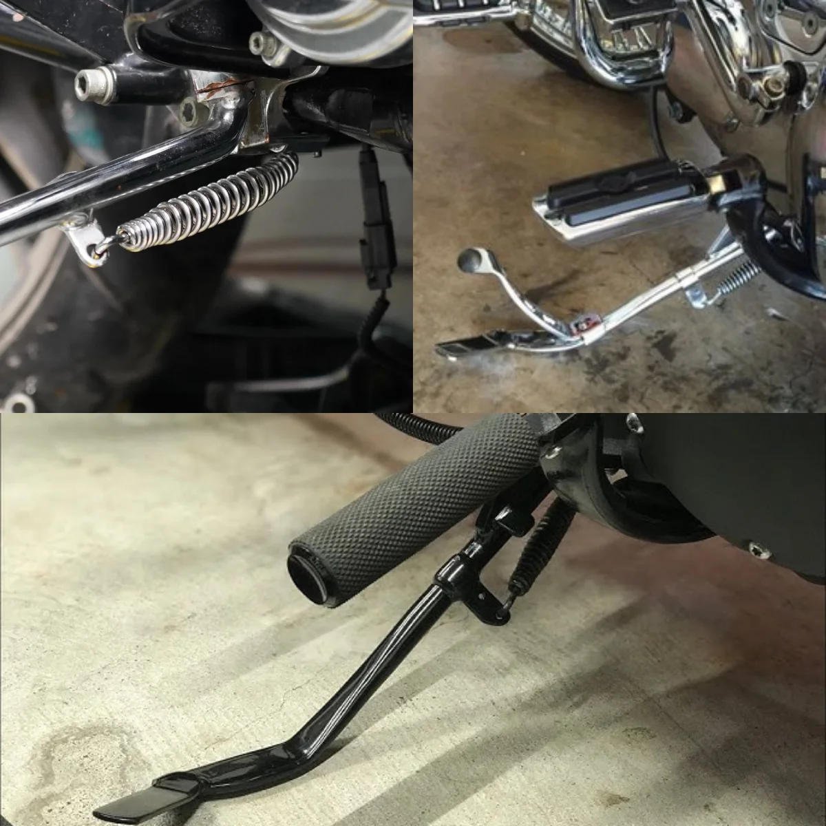دعامة مسند الدراجة النارية للدراجات النارية Jiffy Stand Stand Spring لـ Harley Touring Softail Sportster Sportster Sportster Fat Boy Iron XL883N XL1200C Electra Glide Road King