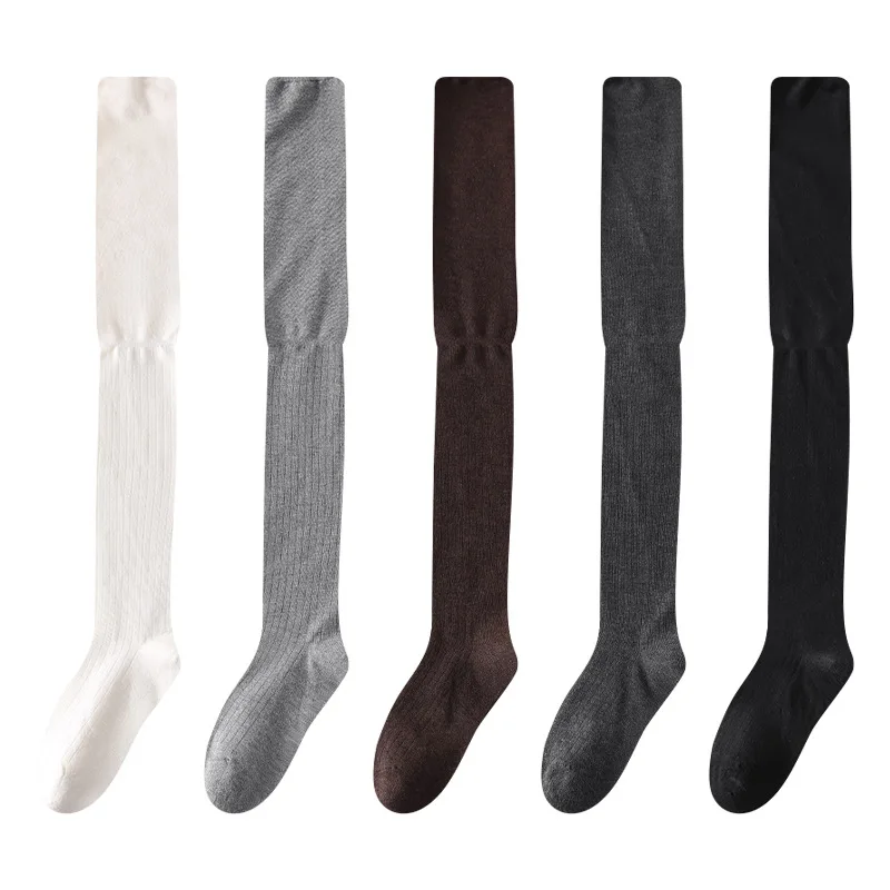1/5 Paar elegante, schlichte, einfarbige Kniestrümpfe für Damen, Herbst-Winter-Mode, hohe Socken, bequeme Damensocken