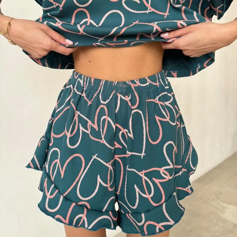 

Женский повседневный пижамный комплект с принтом ort Sve round Ne ort Pants Spwear, удобная дышащая ночная рубашка из двух предметов