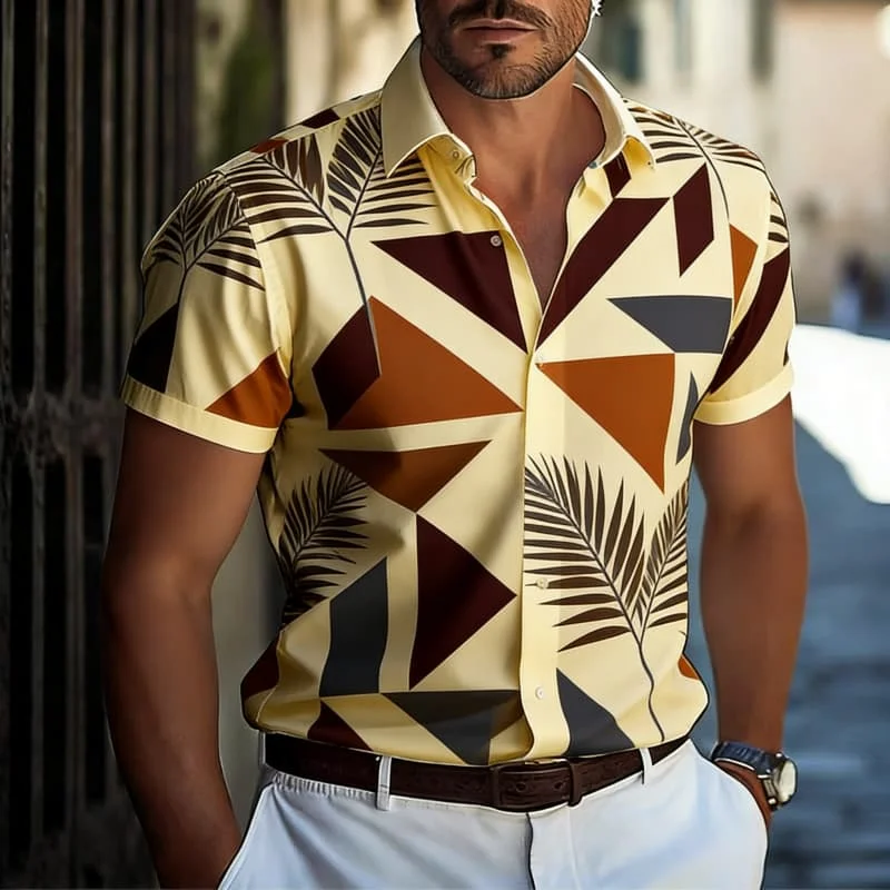 

Men's Stylish Exquisite Tropical Fruit Animal Print Short Sleeve Shirt Casual Fashion For Daily Vacation And Beach Outfits