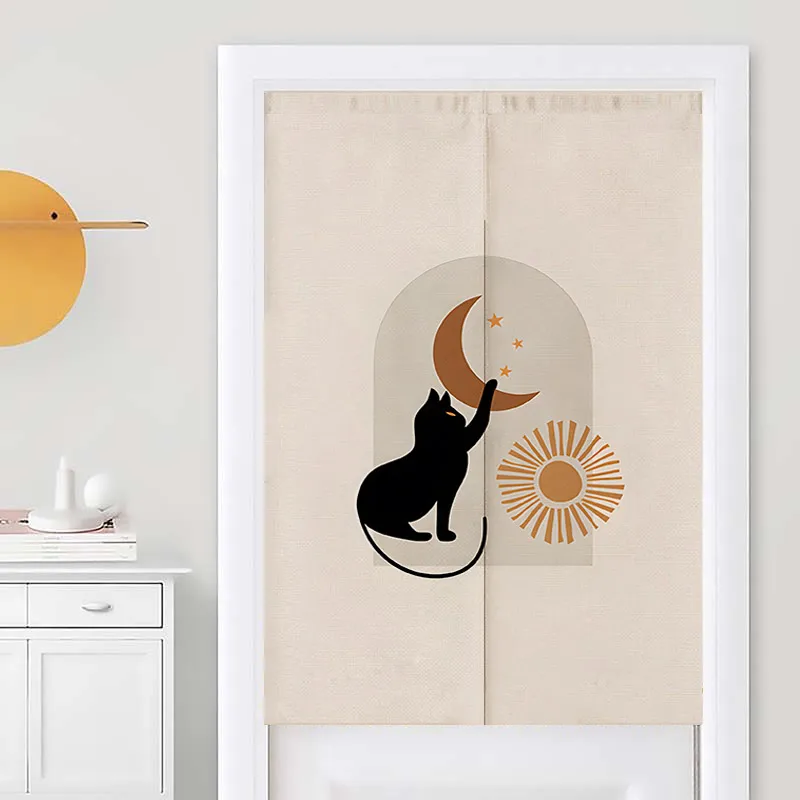 Morandi Abstract Art Door Curtain Bedroom Kitchen Geometric Door Curtains Partition Curtain Drape Entrance Hanging Half-Curtain