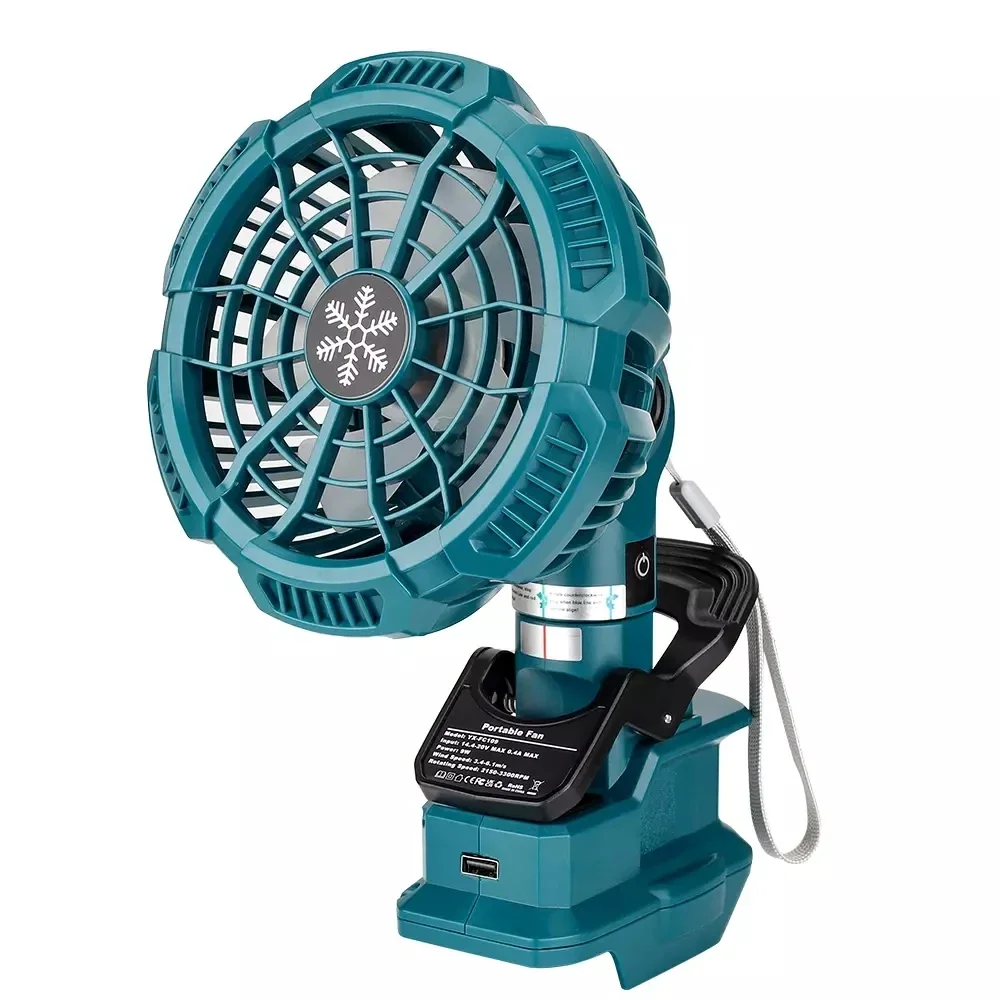 

Outdoor Camping Fan Portable Clip-on Fan Battery Operated Stroller Fan 3 Energy Saving Speed Settings for Makita 18V Batteries