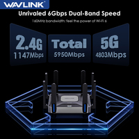 WAVLINK WiFi 6 Gigabit Router AX6000 Dual-Band 5GHz 2.4GHz Wireless Mesh Router 2500Mbps WAN/LAN with 8x5dBi High Gain Antennas