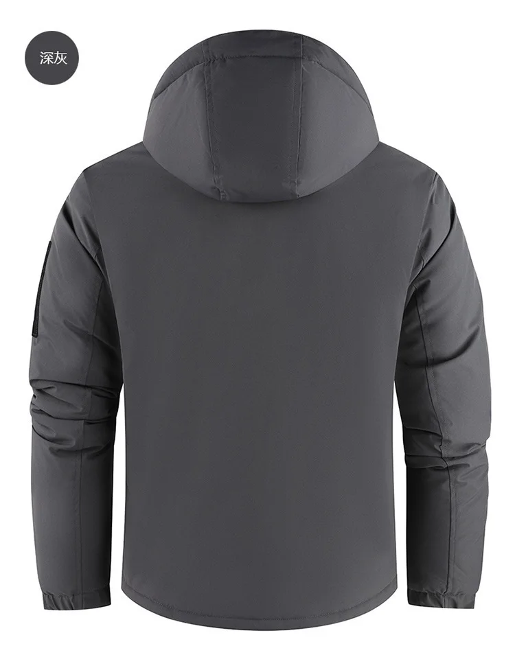 High-End Men's Winter Hooded down Jacket Windproof Warm Thick White Duck down Outdoor Top for Cold Weather