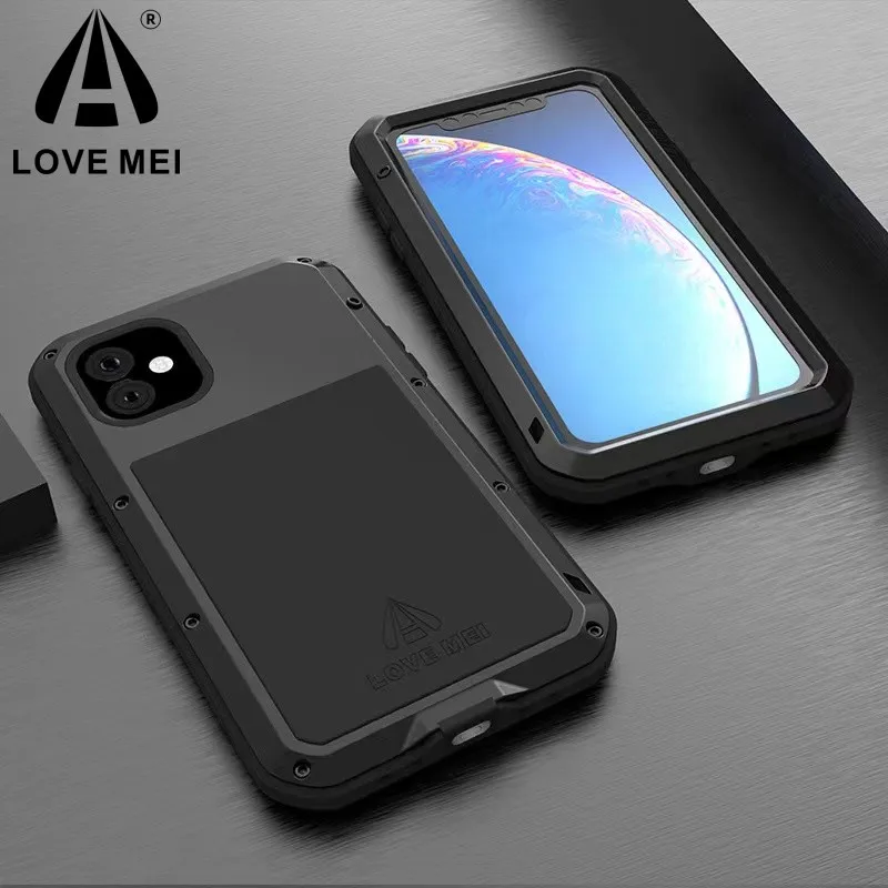 Love Mei Apple Phone Case for Iphone 11 Pro Max Silicone Military Grade Metal Protective Case Shock Proof Dust Proof Cover