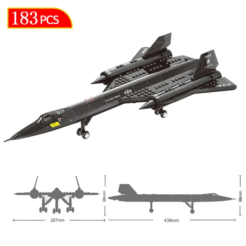 US Air Force SR-71 Blackbird Reconnaissance Airplane Alloy Model Fighter Assembling Building Block Toy Children Block Toys Gift