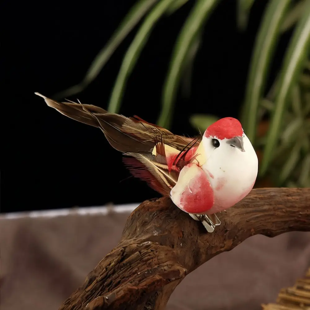 Lifelike Artificial Feather Bird Handmade Simulation Animal Figurine Garden Patio Decoration Accessory Pastoral Style Craft