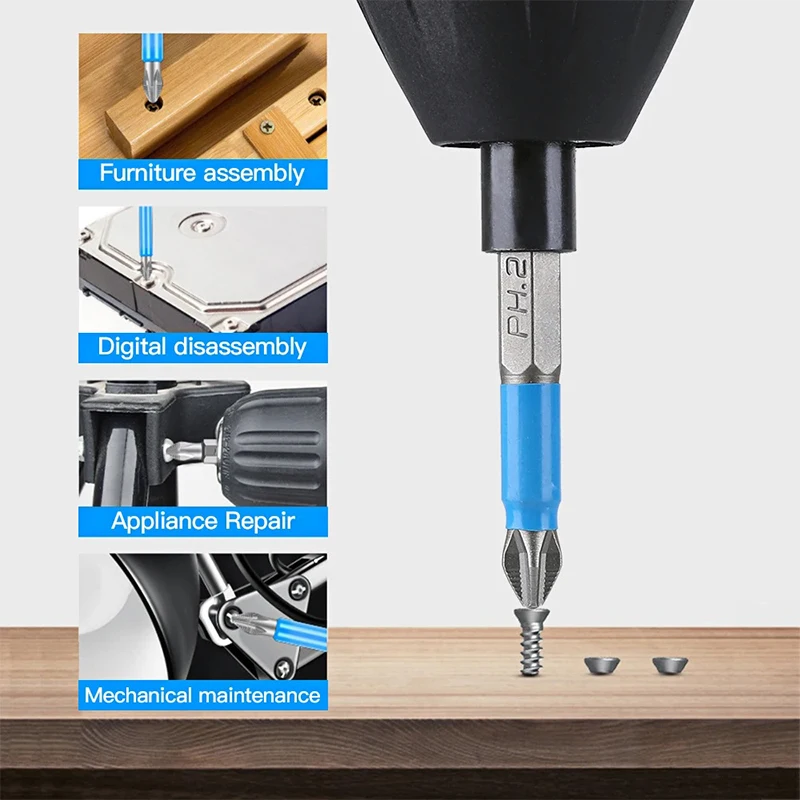 Cross Head Anti Non-slip Screwdriver Bits Phillips Drill Driver Magnetic 1/4\