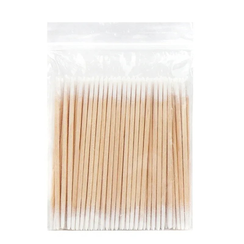 2026 NEW Disposable Ultra-small Double-end Wood Cotton Swab 100pcs Lint Free Micro Brushes Eyelash Extension Glue Removing Tools