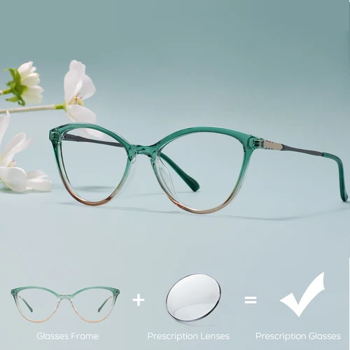 Gafas graduadas con forma de ojo de gato para mujer, lentes ópticas coloridas, transparentes y ligeras, antiluz azul
